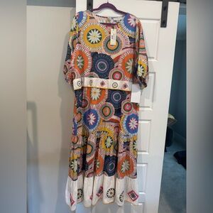 Never Fully Dressed Blue and Orange Dolman Sleeve Sundress